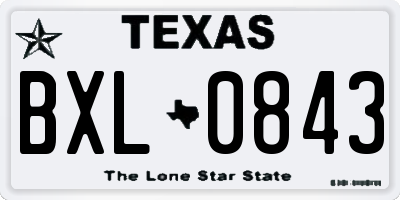 TX license plate BXL0843