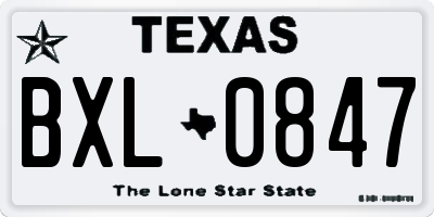 TX license plate BXL0847