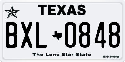 TX license plate BXL0848