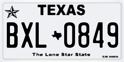 TX license plate BXL0849