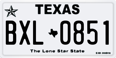 TX license plate BXL0851