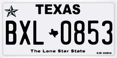 TX license plate BXL0853