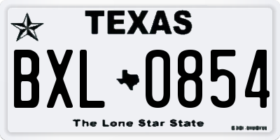 TX license plate BXL0854