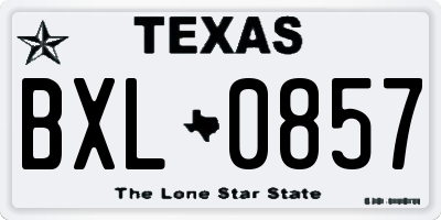 TX license plate BXL0857
