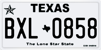 TX license plate BXL0858