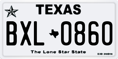 TX license plate BXL0860