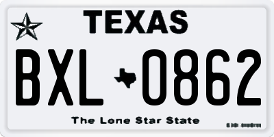 TX license plate BXL0862