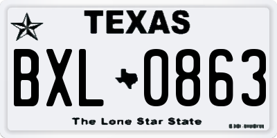 TX license plate BXL0863