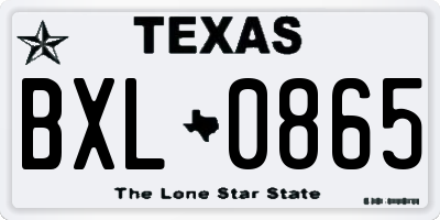 TX license plate BXL0865