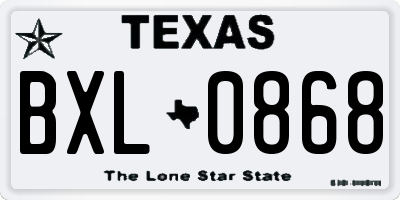 TX license plate BXL0868