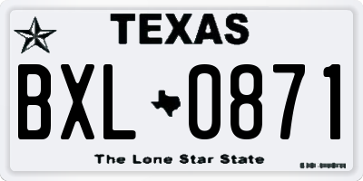 TX license plate BXL0871