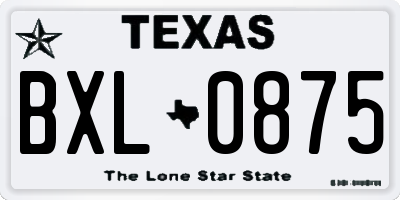 TX license plate BXL0875