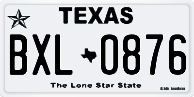 TX license plate BXL0876