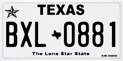 TX license plate BXL0881