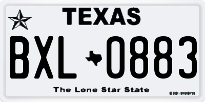TX license plate BXL0883
