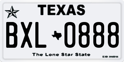 TX license plate BXL0888