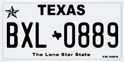 TX license plate BXL0889
