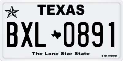 TX license plate BXL0891