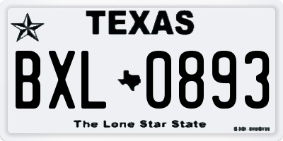TX license plate BXL0893
