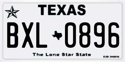 TX license plate BXL0896