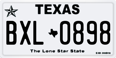 TX license plate BXL0898
