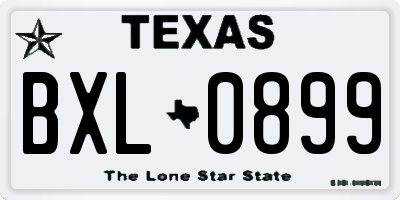 TX license plate BXL0899