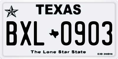 TX license plate BXL0903