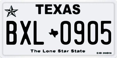 TX license plate BXL0905