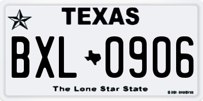 TX license plate BXL0906