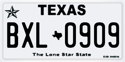 TX license plate BXL0909