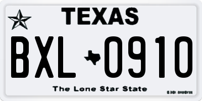 TX license plate BXL0910