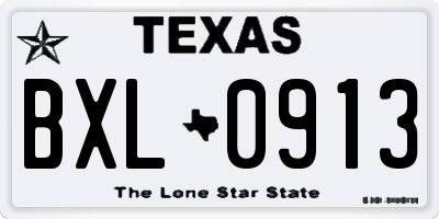 TX license plate BXL0913