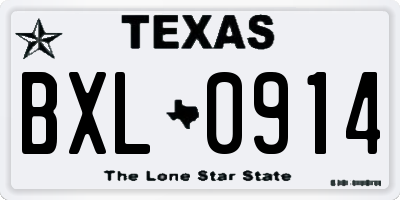 TX license plate BXL0914