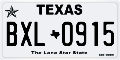 TX license plate BXL0915