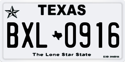 TX license plate BXL0916