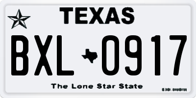 TX license plate BXL0917