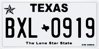 TX license plate BXL0919