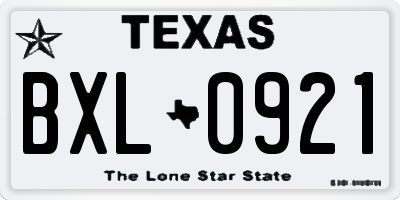 TX license plate BXL0921