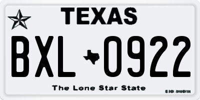 TX license plate BXL0922