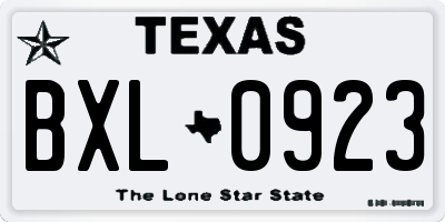 TX license plate BXL0923