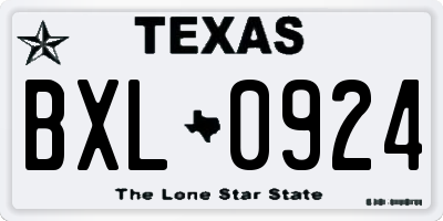TX license plate BXL0924