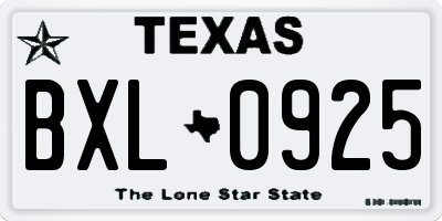 TX license plate BXL0925