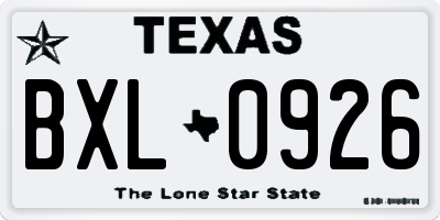 TX license plate BXL0926