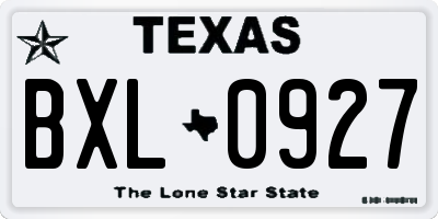 TX license plate BXL0927