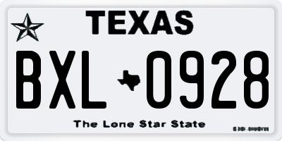 TX license plate BXL0928