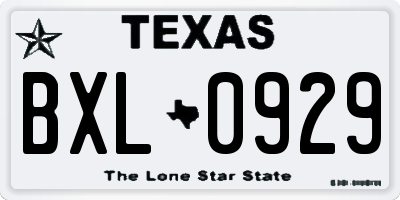 TX license plate BXL0929