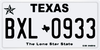 TX license plate BXL0933