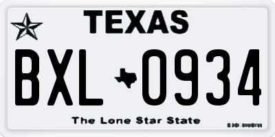 TX license plate BXL0934