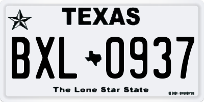 TX license plate BXL0937