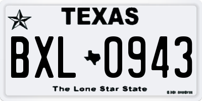 TX license plate BXL0943